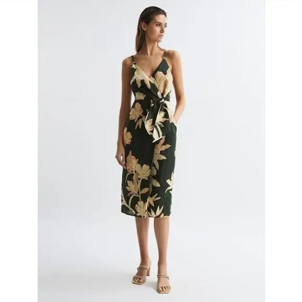 NWOT Reiss Alice Fitted Floral Print Midi Dress Size 8 - Picture 2 of 10